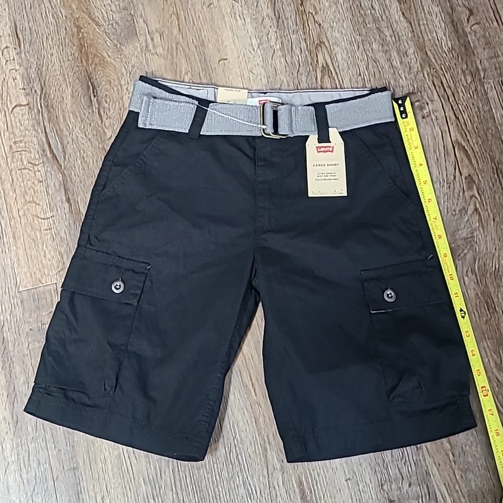 LEVIS YOUTH BOYS BLACK CARGO SHORTS SIZE 8 HUSKY W28